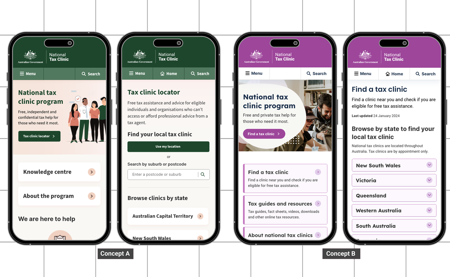 Brand and experience concepts taken into round 1 discovery user research.
